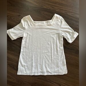 Talbots Size S Women’s White Square-Neck Short Sleeve Top